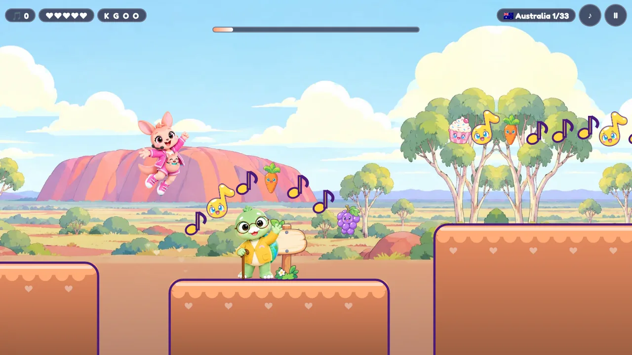 K-GOO game: Kiki jumping through Australia